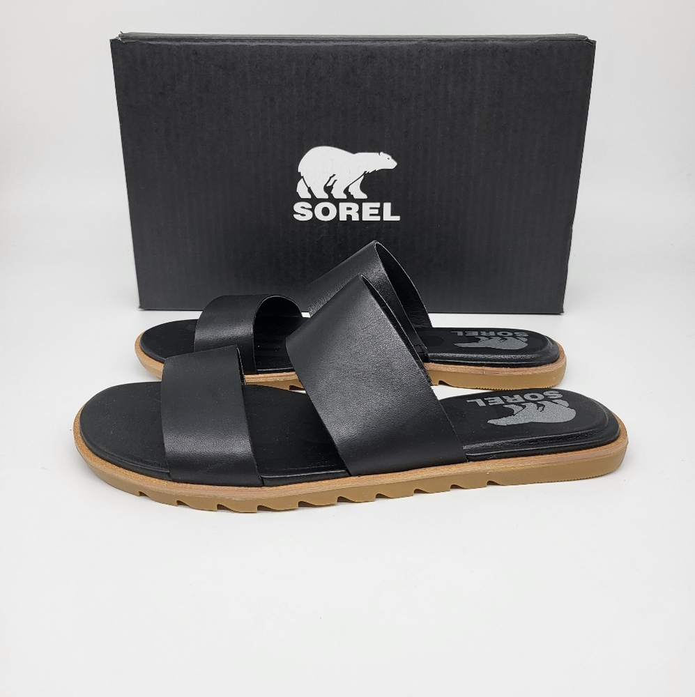 Sorel Black Ella II Suede Women's Sandal - Picture 2 of 6